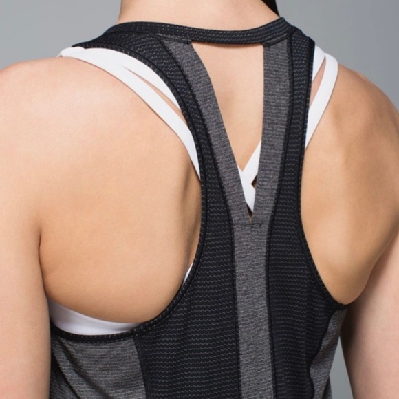 Lululemon Pedal To The Medal Singlet Tank Top, Black / Heathered‎ Black (Sz 4) - Picture 6 of 11